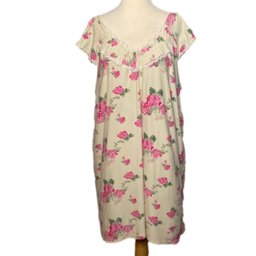 Elegant Emily Cap Sleeve Nightgown Pink Roses